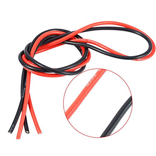 Syrisora ​​2M 12AWG Flexibles Elektronisches Kabel aus Verzinntem Kupfer für RC-Autos, 1M Rot und 1M Schwarz von Syrisora