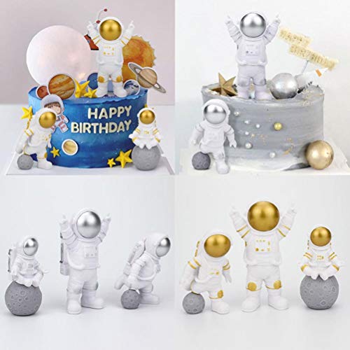 Syrisora Astronaut-Ornamente Modell Astronaut Figuren Dekoration Kuchen Geburtstag Dessert Dekoration Weihnachtsgeschenke Geburtstag Kinder (Golden) von Syrisora