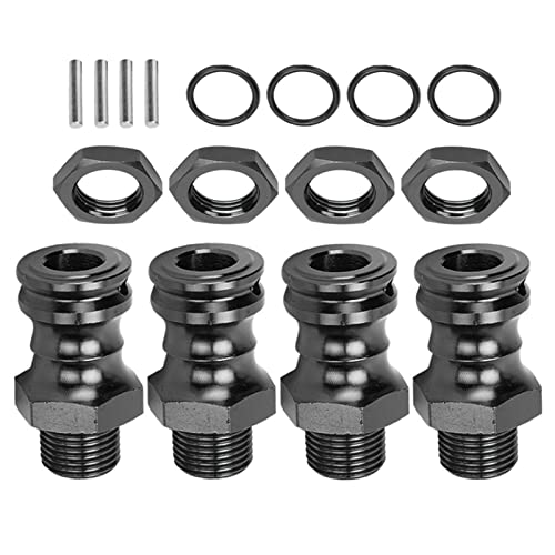 Syrisora Radverlängerungsadapter aus Aluminiumlegierung, 17 mm, Sechskant, 23 mm, für 1/8 RC-Automodell (schwarz), 4 Stück von Syrisora