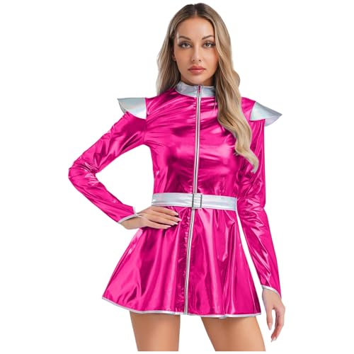 Sywiyi Damen Halloween Kostüm Alien Außerirdischer Kostüm Langarm Kleider Glänzend Partykleid mit Gürtel Fasching Mottoparty Cosplay Outfit Hot Pink M Sywiyi Damen Halloween Kostüm Alien Außerirdischer Kostüm Langarm Kleider Glänzend Partykleid mit Gürtel Fasching Mottoparty Cosplay Outfit Hot Pink M von Sywiyi