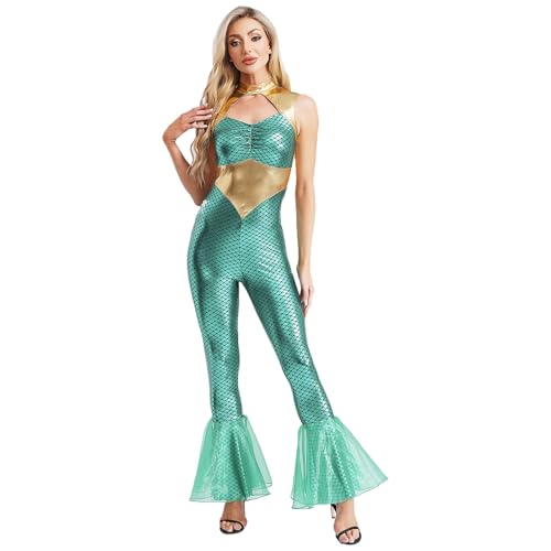 Sywiyi Damen Meerjungfrau Kostüm Ärmellos Jumpsuit Overall Fischschuppen Muster Body Glänzend Metallisch Faschingkostüme Cosplay Outfit Minzgrün S Sywiyi Damen Meerjungfrau Kostüm Ärmellos Jumpsuit Overall Fischschuppen Muster Body Glänzend Metallisch Faschingkostüme Cosplay Outfit Minzgrün S von Sywiyi
