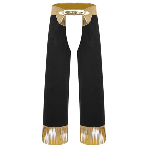 Sywiyi Herren Cowboy Kostüm Metallisch Cowboy Chaps Hose Pants mit Fransen Vintage Western Kostüm Mottoparty Fasching Verkleidung Outfit Gold XL Sywiyi Herren Cowboy Kostüm Metallisch Cowboy Chaps Hose Pants mit Fransen Vintage Western Kostüm Mottoparty Fasching Verkleidung Outfit Gold XL von Sywiyi