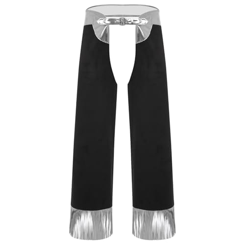 Sywiyi Herren Cowboy Kostüm Metallisch Cowboy Chaps Hose Pants mit Fransen Vintage Western Kostüm Mottoparty Fasching Verkleidung Outfit Silber XL Sywiyi Herren Cowboy Kostüm Metallisch Cowboy Chaps Hose Pants mit Fransen Vintage Western Kostüm Mottoparty Fasching Verkleidung Outfit Silber XL von Sywiyi