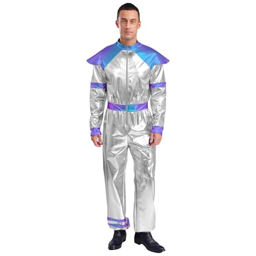 Sywiyi Herren Glänzend Raumfahrer Kostüm Astronaut Overall Einteiler Raumanzug Metallic Jumpsuit Bodysuit Fasching Karneval Kostüm Silber 3XL Sywiyi Herren Glänzend Raumfahrer Kostüm Astronaut Overall Einteiler Raumanzug Metallic Jumpsuit Bodysuit Fasching Karneval Kostüm Silber 3XL von Sywiyi