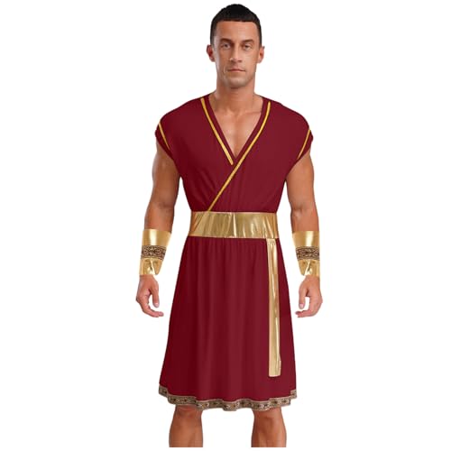 Sywiyi Herren Römer Griechische Antike Kostüm Römische Toga Robe mit Manschetten Halloween Karneval Verkleidung Kostüm Burgundy XXL Sywiyi Herren Römer Griechische Antike Kostüm Römische Toga Robe mit Manschetten Halloween Karneval Verkleidung Kostüm Burgundy XXL von Sywiyi