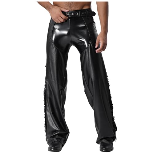 Sywiyi Herren Western Chaps Hose Lang Kunstleder Pants mit Fransen Cowboy Sherriff Rollenspiel Kostüm Fasching Karneval Outfit Schwarz XL Sywiyi Herren Western Chaps Hose Lang Kunstleder Pants mit Fransen Cowboy Sherriff Rollenspiel Kostüm Fasching Karneval Outfit Schwarz XL von Sywiyi