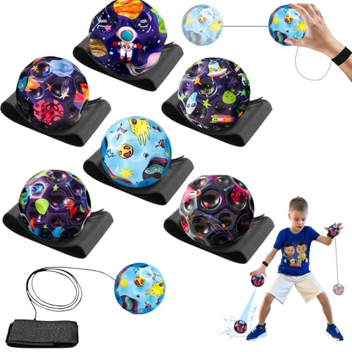 Jumper Ball mit Bandagierung, Mehrfarbig Galaxy Space Moon Ball, Jump Ball mit Schnur, Hohe Springender Gummiball,Bouncing Ball Skyball für Kinder Geeignet für Innen und Außen (Taikong) von Szhhrxi