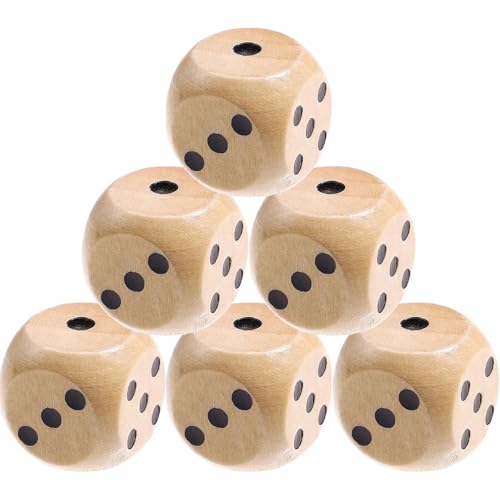 6 Stück Holzwürfel Groß Große würfel 30mm - Hölzerne Dice Große D6 Natürlich Holz Spielwürfel(Holzfarbe von Sztqqing