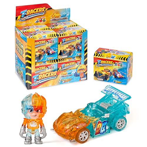 T-Racers FIRE & Ice-Serie – Komplette Kollektion von Rennwagen und Überraschungsfahrern zum Sammeln, teilzerlegbares Auto und mit austauschbaren Teilen von T-Racers