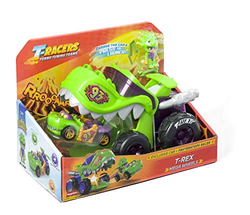 T-Racers Mega Wheels T-Rex – Vehicle Launcher with 1 Exclusive Driver and 1 Exclusive Vehicle. Compatible with Other T-Racer Cars von T-Racers