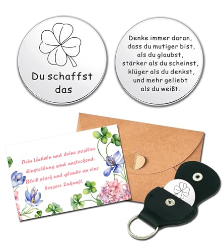 T TAKONE Du Schaffst Das Glücksbringer - Inspirierendes Geschenk Rund Glücksmünze - Gute Besserung Geschenke für Krebspatienten, Aufmunterung Geschenke für Familie und Freunde von T TAKONE