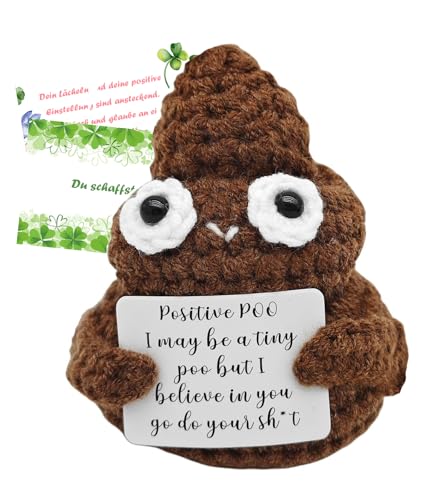 T TAKONE Pocket Hug Positive Poo, kreative gestrickte Puppe aus Wolle mit positiver Energiekarte, ideal für Genesungsgeschenke, Ermutigung und Schuleintritt für Jungen und Mädchen von T TAKONE