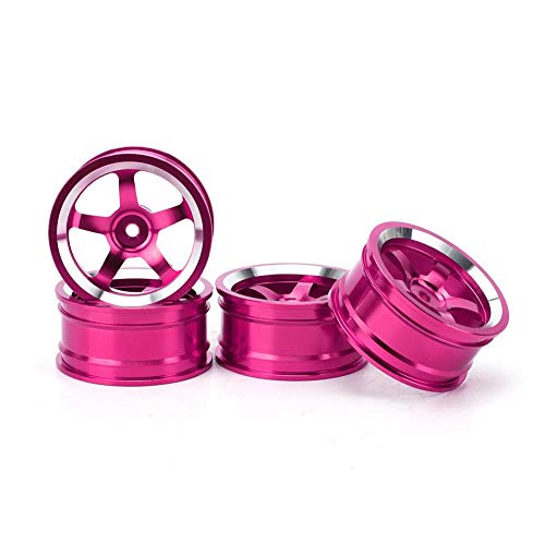 Tbest 4 Stücke RC Auto Radnabe, 1/10 Aluminiumlegierung Radantrieb Nabenadapter Felgen Set Fit für 94123 Tour Drift Auto(Rosa) von Tbest