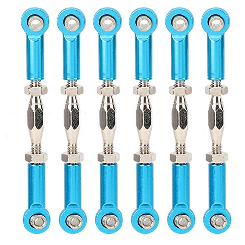 T best RC Zugstange, 6 Stücke Einstellbare Servo Links Spurstange Aluminiumlegierung Spannschloss Rod Linkage Set für RC Hobby Auto Modell(Blau) von Tbest