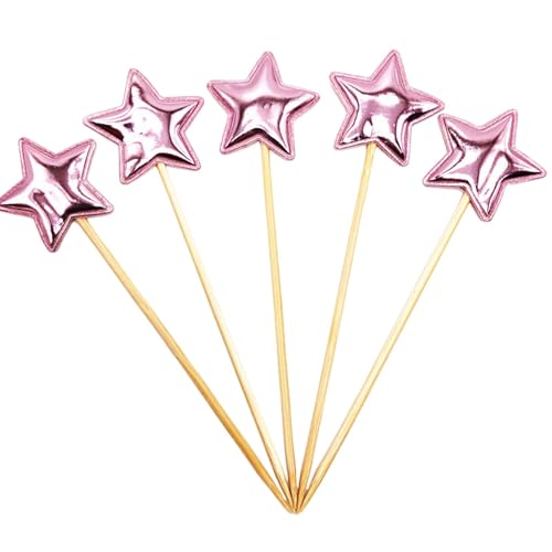 Stern-Cupcake-Topper – 5 x glitzernde Stern-Cupcake-Picker – glitzernde Kuchendekoration – Geburtstagskuchenaufsatz für – Lebensmittelqualität Lebensmittel-Kuchendekoration Pfahl Glitzer von TABSIRAH