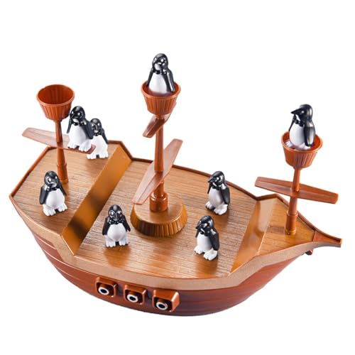 TABSIRAH Balance Stapelspielzeug | Balancierspiel | Piratenboot Spielzeug | Piratenschiff Spielzeug | Pinguin Piratenschiff | Lernspielzeug für Kinder | Strategisches Denken, von TABSIRAH