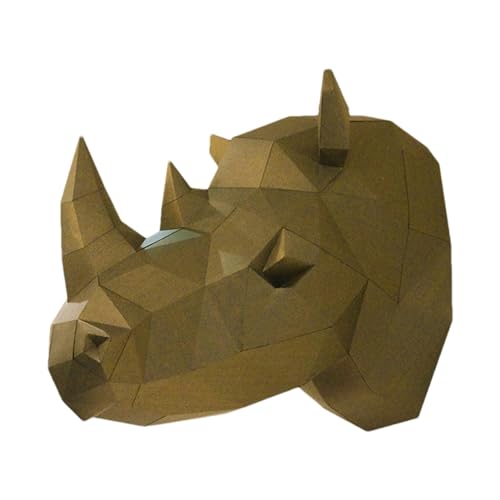 TABSIRAH Papier Skulptur Tiere - 3D Nashorn Kopf Papier Skulptur - Handgemachte Nashorn Papier Handwerk Wand Tier Kopf Modell für Schreibtisch Ornament von TABSIRAH