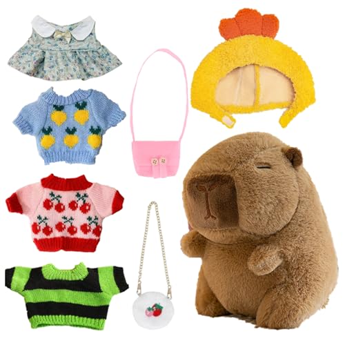 TADAYIM Capybara-Plüschtier,Gefülltes Capybara-Plüschtier - Süße Capybara mit Kopfbedeckung Plüschpuppe Winterspielzeug,Cartoon-Capybara-Kuscheltier mit Outfits, 25 cm großer Plüsch für Nachttisch, TADAYIM Capybara-Plüschtier,Gefülltes Capybara-Plüschtier - Süße Capybara mit Kopfbedeckung Plüschpuppe Winterspielzeug,Cartoon-Capybara-Kuscheltier mit Outfits, 25 cm großer Plüsch für Nachttisch, von TADAYIM