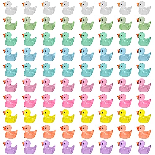 80 Stück Mini-Enten aus Kunstharz, leuchtend, handgefertigt, realistische Enten, kann verwendet werden, um Aquarien, Puppenhäuser, Topfpflanzen (10 Farben) von TAFACE
