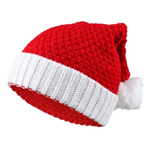 TAGVO Weihnachtsmütze, Nikolausmütze für Unisex Stricken Weihnachtsmann Mütze Erwachsene Kinder Bequemer Weihnachtsmützen für Weihnachten Neujahr und Partybedarf von TAGVO