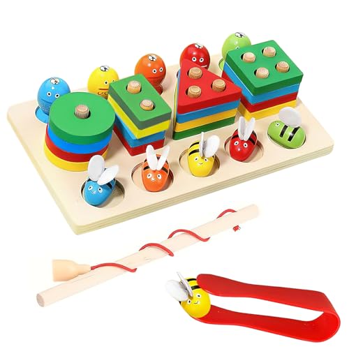 TAIHOBO Montessori Spielzeug ab 1 2 3 Jahr, Kinderspielzeug Holzspielzeug Steckspiel, Puzzle Holzspielzeug Baby Geschenk, Motorikspielzeug Steckpuzzle Holz Sortierspiel für Junge und Mädchen von TAIHOBO