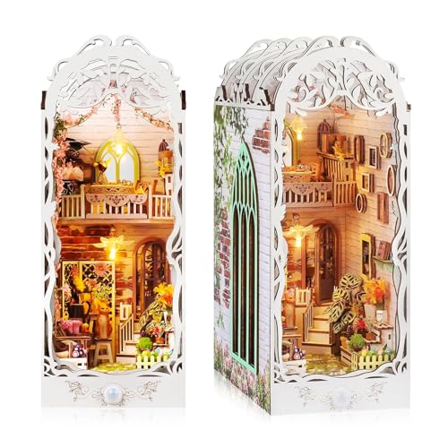 TAIHOBO The Book Nook Kit, Holz Diorama Modellbau Miniatur Haus, Puzzle Gartenhaus Booknook für Erwachsene, DIY Miniature House mit Möbeln und LED Licht, für Buchstütze Bibliothek Bücherregal Deko TAIHOBO The Book Nook Kit, Holz Diorama Modellbau Miniatur Haus, Puzzle Gartenhaus Booknook für Erwachsene, DIY Miniature House mit Möbeln und LED Licht, für Buchstütze Bibliothek Bücherregal Deko von TAIHOBO