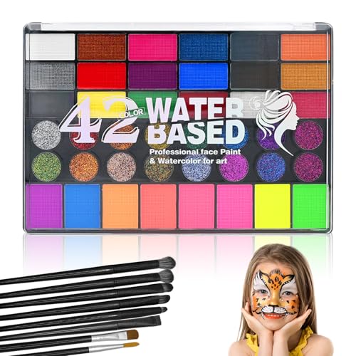 Kinderschminke Set, 42 Farben Kinderschminken Set, Gesichtsfarben Kinderschminken mit 8 Pinsel, Ungiftig, Waschbar, Matt & Glitzer Theaterschminke für Halloween Ostern Karneval Themenpartys Kinderschminke Set, 42 Farben Kinderschminken Set, Gesichtsfarben Kinderschminken mit 8 Pinsel, Ungiftig, Waschbar, Matt & Glitzer Theaterschminke für Halloween Ostern Karneval Themenpartys von TAIXING