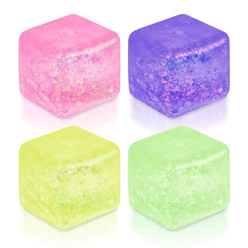 Cube Stress Balls,Stressball Kinder TAIZER 4PCS Stressball Rrwachsene Stressabbau Ball Stressbälle Stress Spielzeug Zappelspielzeug Zum Stressabbau Antistressball Stress Bälle Squeeze Cube Stressbälle von TAIZER