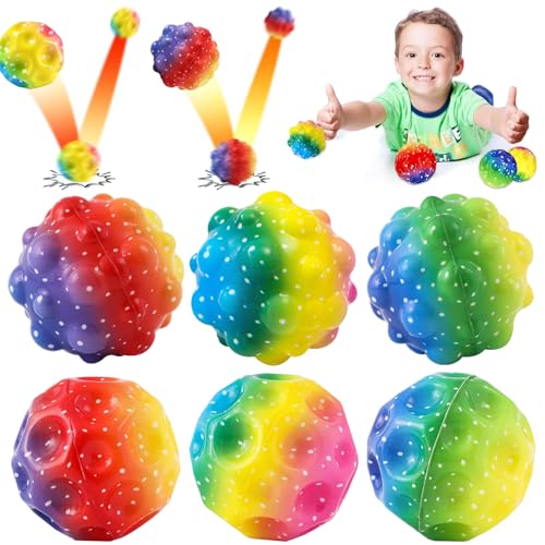 TAIZER 6 Stücks Astro Jump Ball Hüpfbälle Mini Bouncing Ball Toy Hohe Sprünge Gummiball Super High Bouncing Space Ball Interaktives Spielzeug zum Stressabbau für Kinder Im Freien von TAIZER