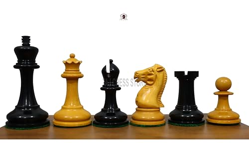 1852 Antike Schachfiguren, Circa 1852 Harrwitz Staunton Serie Schachfiguren in Ebenholz/antikem Buchsbaum, 8,9 cm, King-Seitenstempel mit 2 zusätzlichen Königinnen von TAJ CHESS STORE