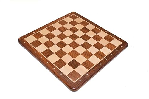 53,3 cm Turnier-Standard-Schachbrett aus goldenem Palisander und Ahornholz mit algebraischer Notation, flaches Brett mit 55 mm Quadrat von TAJ CHESS STORE