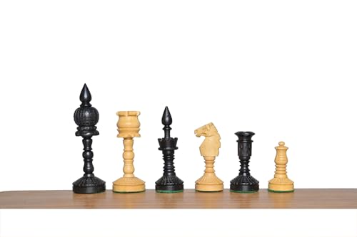 9,4 cm große Schachfiguren aus der Artistic English Serie, handgeschnitztes Vintage-Schach-Set aus Ebenholz, luxuriöse Schachfiguren von TAJ CHESS STORE