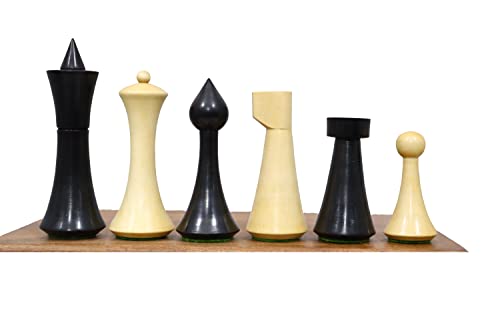 Einzigartige minimalistische Hermann Ohme Schachfiguren - Ebonized & Natural Buchsbaum - 2 Extra Queens von TAJ CHESS STORE