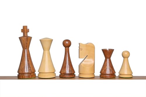 Gewichtete russische Schachfiguren – Kegel-minimalistische Schachfiguren mit 2 zusätzlichen Königinnen | Einzigartiges Schachset | König 10,2 cm von TAJ CHESS STORE