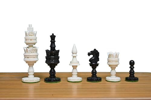 Kamelknochen Lotus-Serie Schachfiguren - Einzigartige handgeschnitzte Schachfiguren - Nur künstlerische Schachfiguren von TAJ CHESS STORE