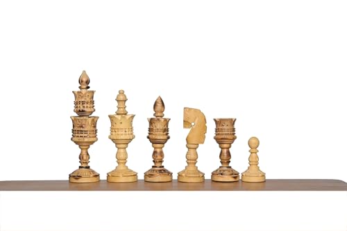 Lotus Burnt Series Schachfiguren – einzigartiges, handgeschnitztes Schachset & nur künstlerische Schachfiguren Taj Chess Store von TAJ CHESS STORE