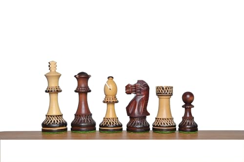 The Parker Burnt Series Luxus-Schachfiguren-Set – handgeschnitzte Schachfiguren – verbrannter und bemalter König 9,4 cm – bestes Geschenk von TAJ CHESS STORE