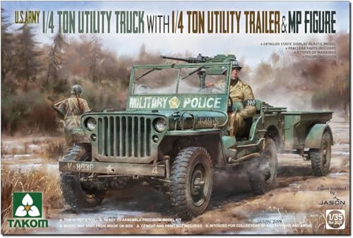 TAKOM TAK2126 2126 1/35 Jeep + Trailer & MP Figur von TAKOM