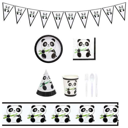 TAKOXIA Cartoon Pandas Geburtstag Party Dekorationen Lovely Animal Theme Geschirr Set Elegant Party Zubehör für Frauen von TAKOXIA