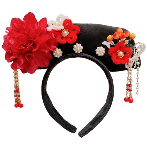 TAKOXIA Chinesische Prinzessinnen-Haarbänder, traditionelles Stirnband, Prinzessinnenkopfschmuck, Kostüm, chinesische Prinzessin, Qitou mit Blume von TAKOXIA