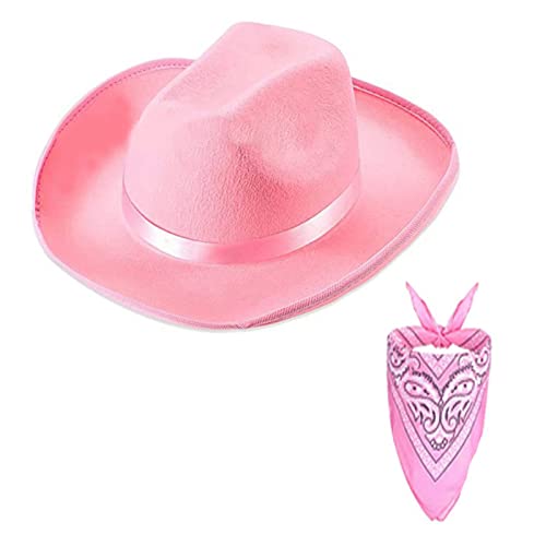 TAKOXIA Cowboyhut, Cowboyhut, Bandana-Set für Männer und Frauen, Western-Cowgirl-Hut, modischer Schal, Geburtstagsparty, Kostümzubehör von TAKOXIA