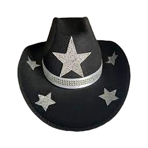 TAKOXIA Cowboyhut, eleganter Cowgirl-Hut mit Sternenmuster, Braut, Hochzeit, Foto, Outdoor, Frauenhut mit großer Krempe, Sonnenschutz von TAKOXIA