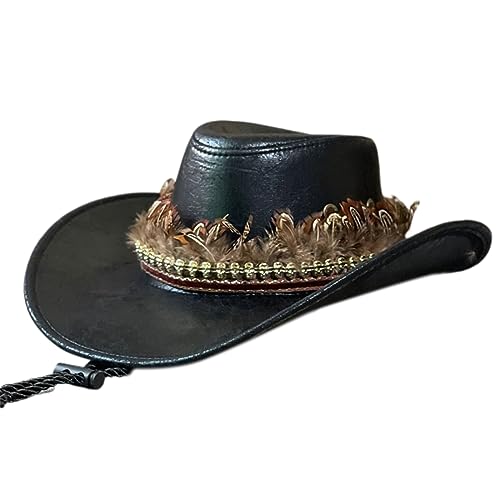 TAKOXIA Cowboyhut, handgefertigter Cowboyhut mit breiter Krempe, Gentleman, Cowboyhut für Damen und Herren, Verkleidungsparty, Unisex, Cowgirl-Hut für Camping von TAKOXIA