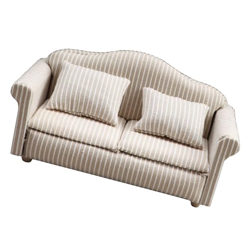 TAKOXIA Schlafzimmer Einzelsofa Gestreiftes Sofa Miniaturmöbel Modell Puppenhäuser Couchzubehör Realistisches Spielset 1:12 von TAKOXIA