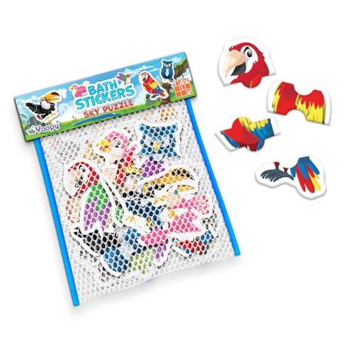 Badesticker - Vögel Puzzle, 18 Stück, Bath Stickers Set für Kinder, Wasserspielzeug Kinder und Baby, Badewannenspielzeug ab 3 Jahren, Aufkleber Kinder, Badespaß Kinder - TakTik von TAKTIK