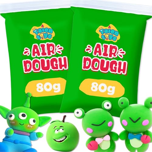 AIR DOUGH 160G Nachfüllung Kinder Knete Set Kinderknete Modelliermasse Lufttrocknend Ton Set Für Kinder Knetmasse Plastilin Für Kinder Foam Clay Polymer Clay Spielzeug Mädchen - Grün von TALENTOYS