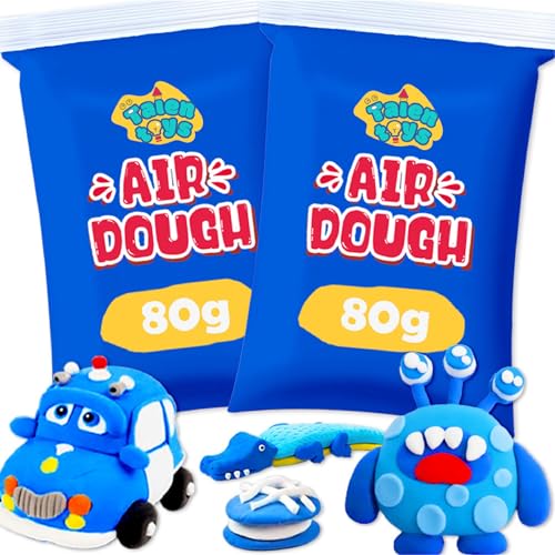 TALENTOYS AIR Dough 160G Nachfüllung Kinder Knete Set Kinderknete Modelliermasse Lufttrocknend Ton Set Für Kinder Knetmasse Plastilin Für Kinder Foam Clay Polymer Clay Spielzeug Mädchen - Blau von TALENTOYS