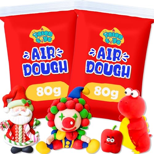 TALENTOYS AIR Dough 160G Nachfüllung Kinder Knete Set Kinderknete Modelliermasse Lufttrocknend Ton Set Für Kinder Knetmasse Plastilin Für Kinder Foam Clay Polymer Clay Spielzeug Mädchen - Rot von TALENTOYS