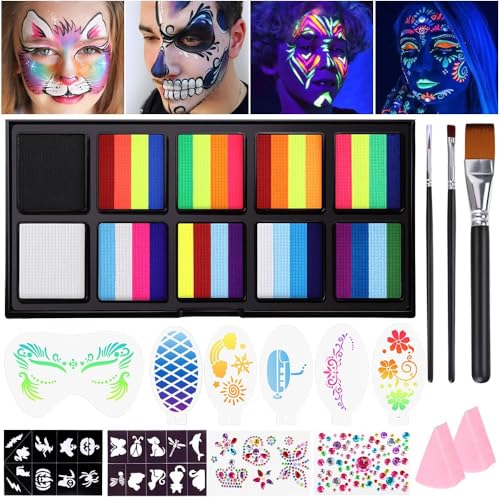 Kinderschminke Set, Wasserbasis Kinderschminke Fasching Karneval Schminke für Kinder Erwachsene, Ungiftige Körperfarben Face Paint, Karnevalsschminke Faschingsschminke Theaterschminke von TALWIOR