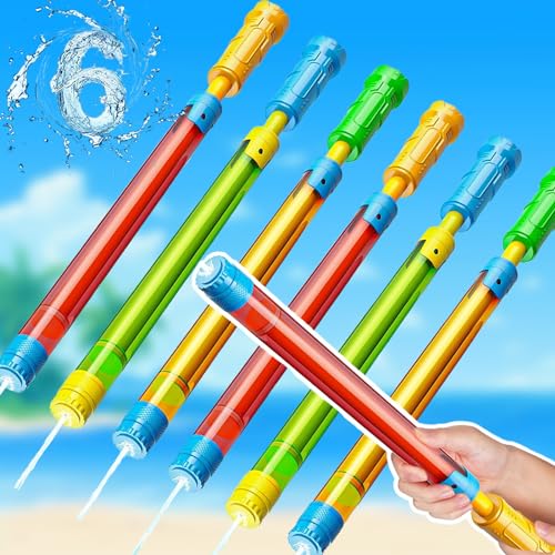 6 Stück Wasserpistole Kinder, 42cm Wasserspritze Wasserspritzpistole Kinder Spritzpistole Wasserpistole mit Großer Reichweite Wasserpistolen Set, Sommer Wasserspielzeug für Strand Pool von TALWIOR